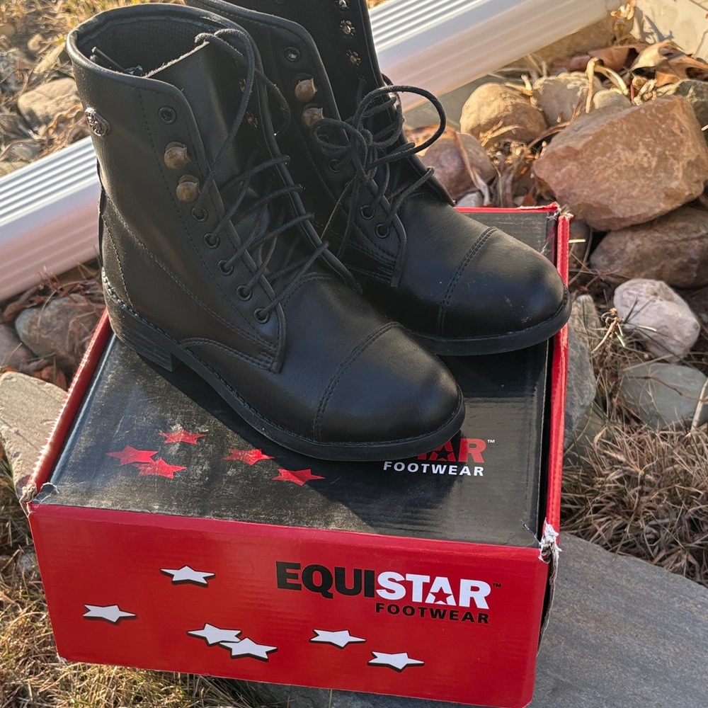 EquiStar Black Lace-Up Paddock Boots